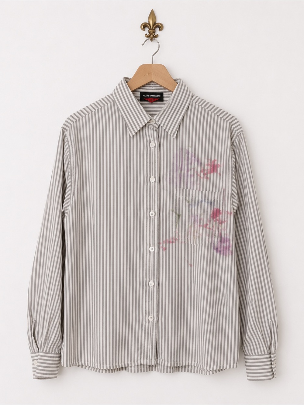 Yashi Yamamuri vintage watercolor floral down collared shirt XL